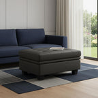 32" Gray and Black Velvet Tufted Storage Ottoman