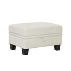 29" Beige and Black Chenille Storage Ottoman