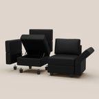 26" Black Faux Leather Storage Ottoman