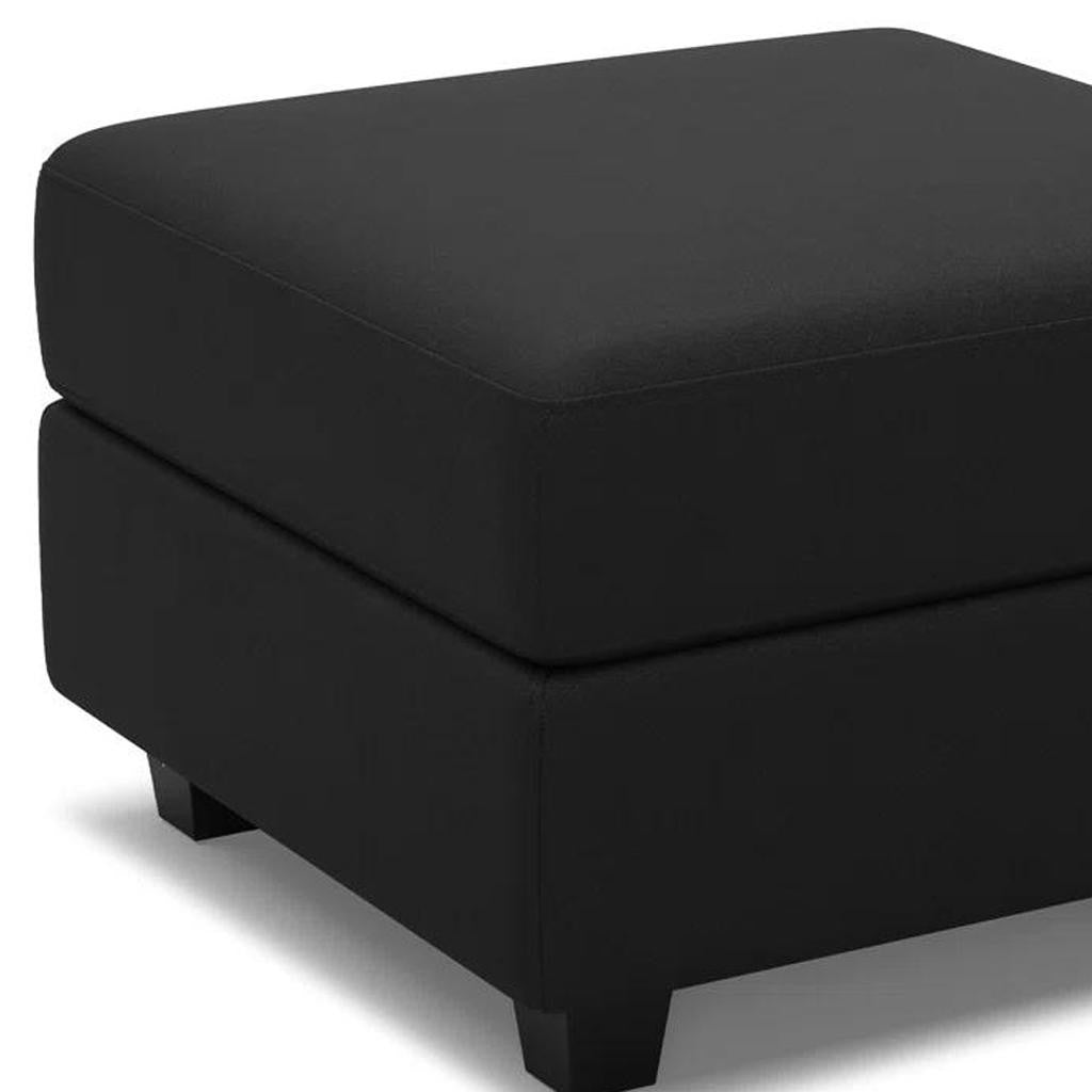 26" Black Faux Leather Storage Ottoman