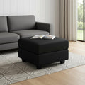 26" Black Faux Leather Storage Ottoman