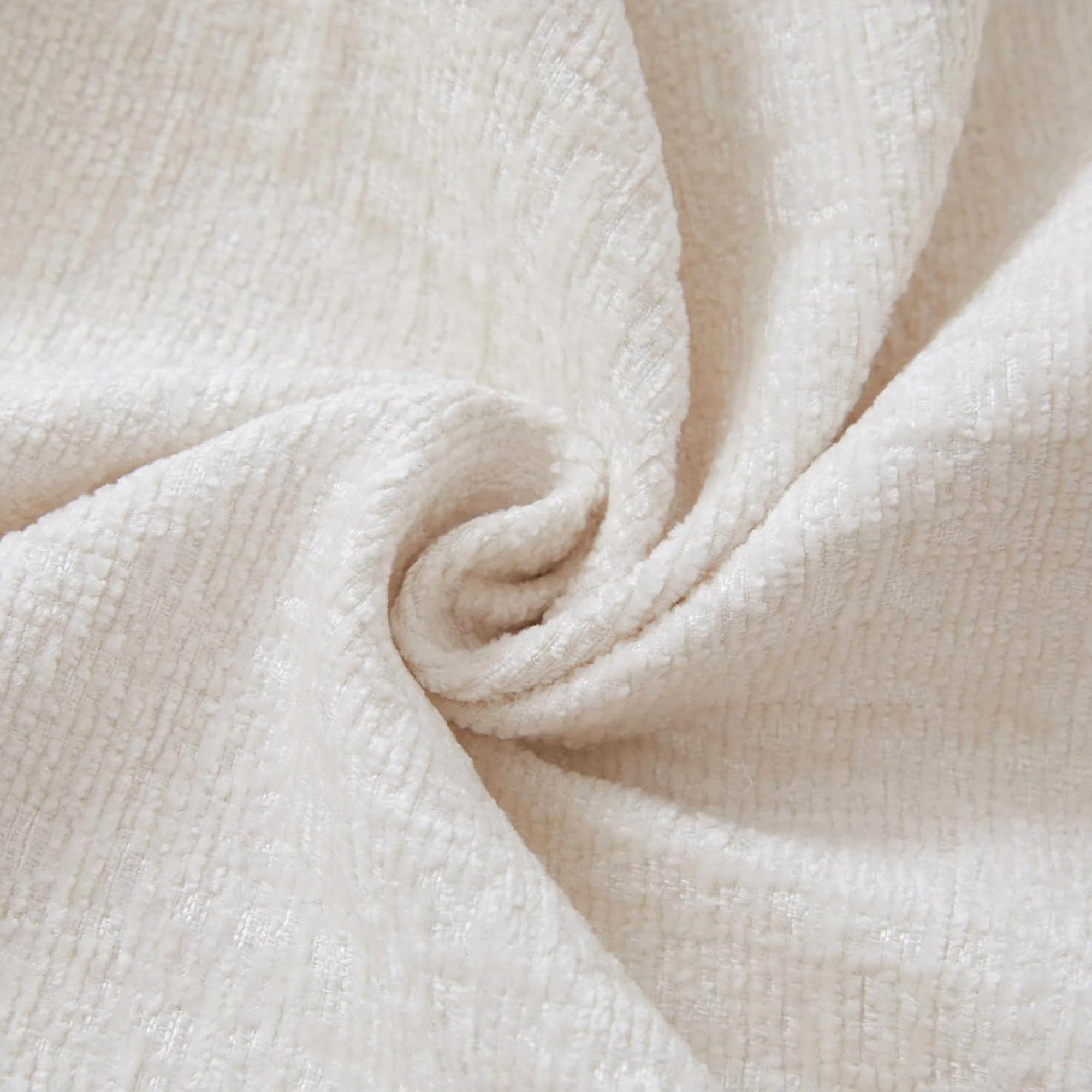 26" Beige and Black Chenille Tufted Footstool With Storage