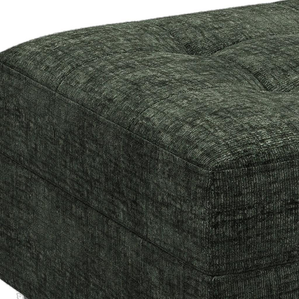 26" Green and Black Chenille Tufted Footstool With Storage