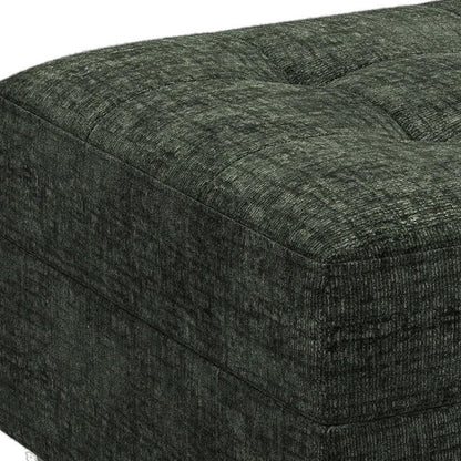 26" Green and Black Chenille Tufted Footstool With Storage
