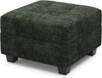 26" Green and Black Chenille Tufted Footstool With Storage