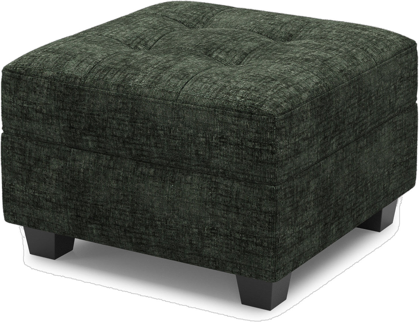 26" Green and Black Chenille Tufted Footstool With Storage
