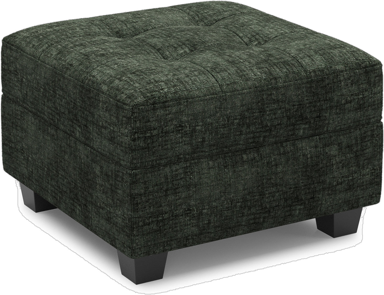 26" Green and Black Chenille Tufted Footstool With Storage