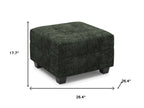 26" Green and Black Chenille Tufted Footstool With Storage