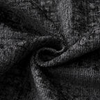 26" Black Chenille Tufted Footstool With Storage