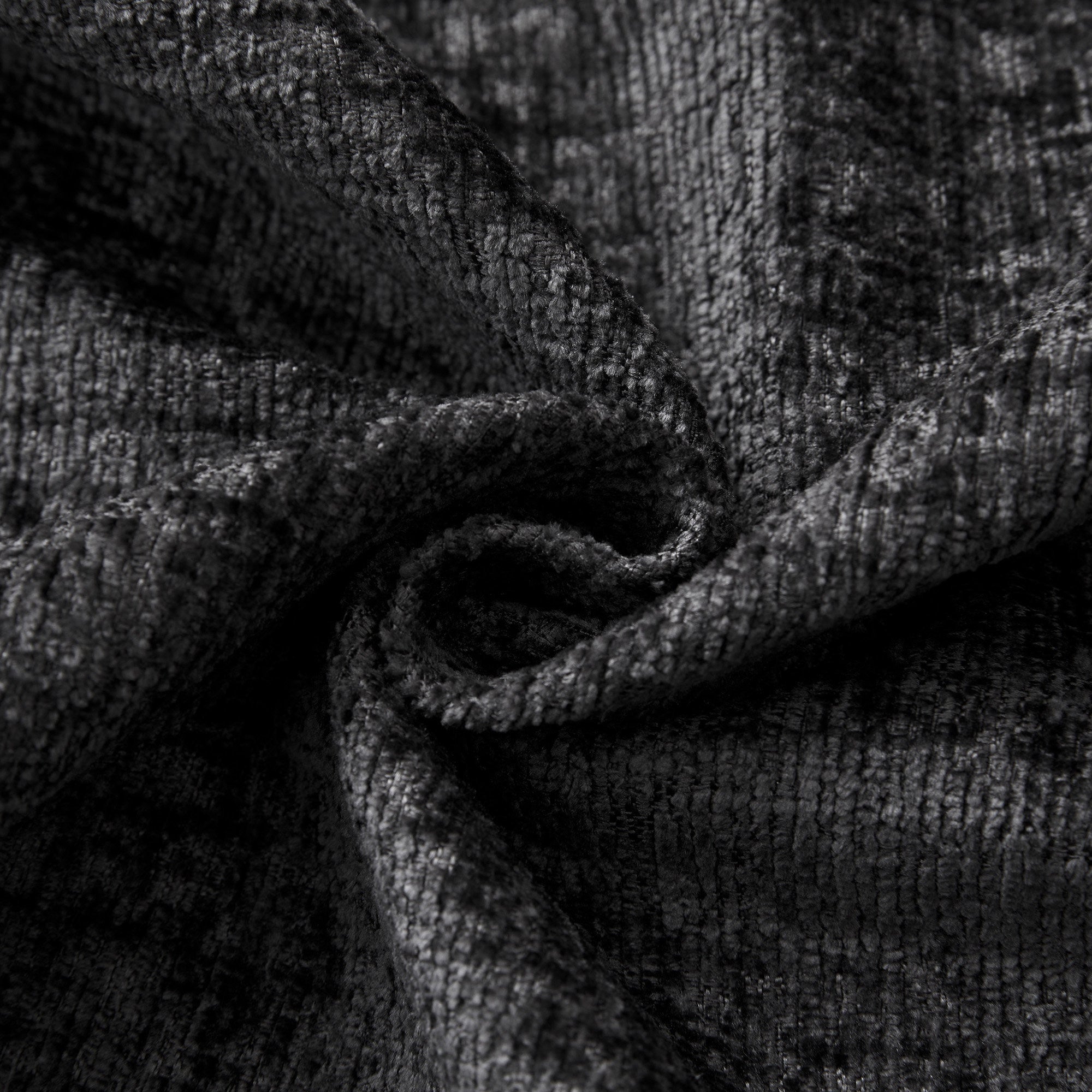 26" Black Chenille Tufted Footstool With Storage