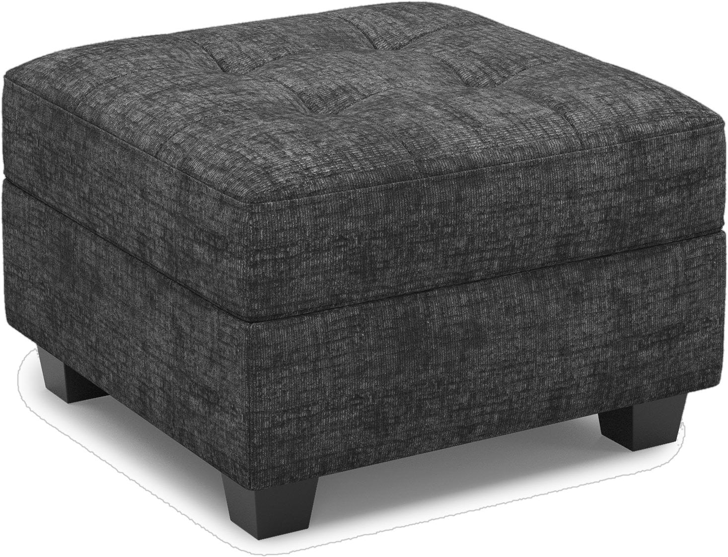 26" Black Chenille Tufted Footstool With Storage