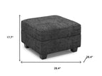 26" Black Chenille Tufted Footstool With Storage