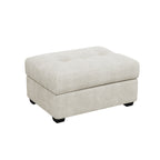 37" Beige and Black Corduroy Tufted Footstool