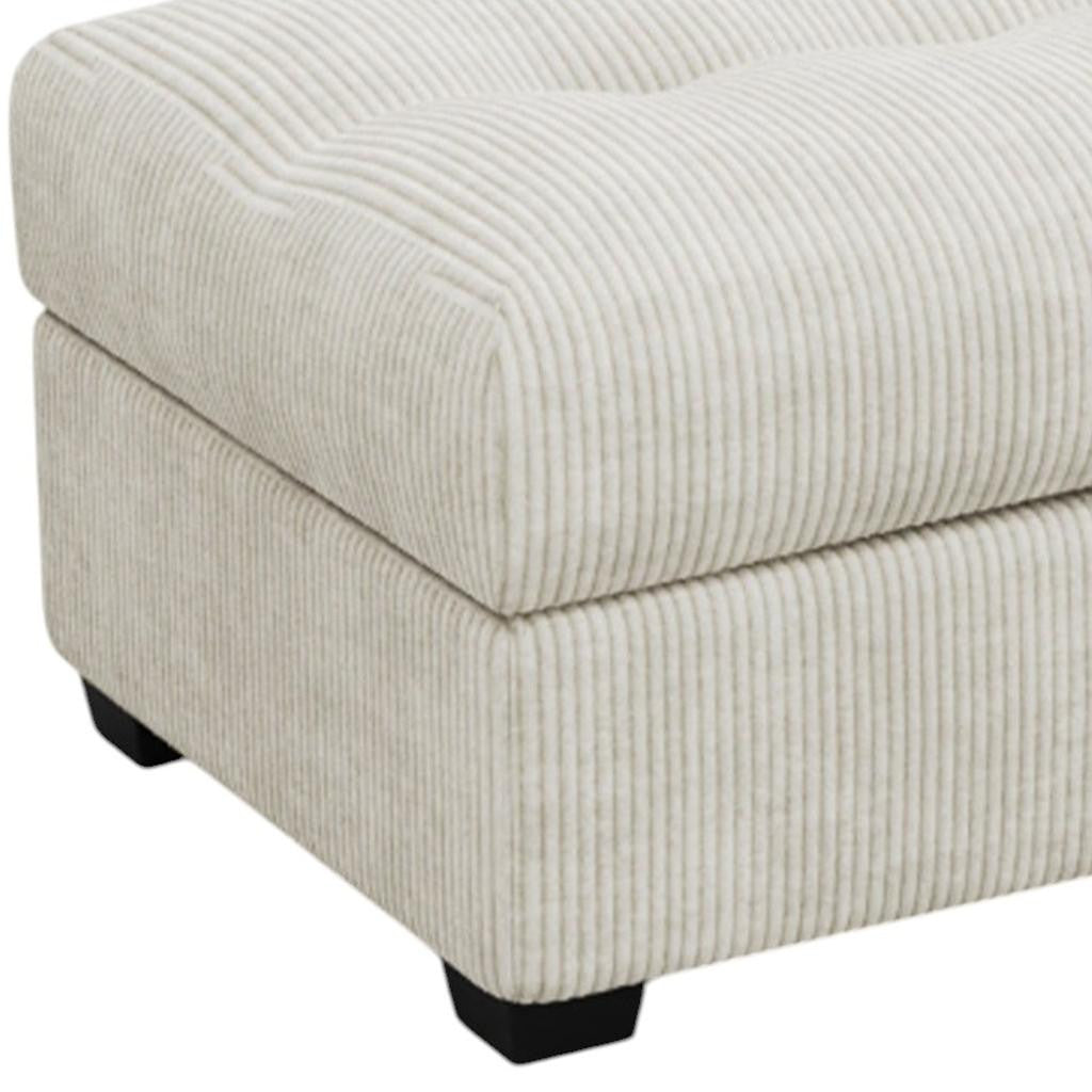 37" Beige and Black Corduroy Tufted Footstool