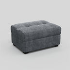 37" Gray and Black Corduroy Tufted Footstool