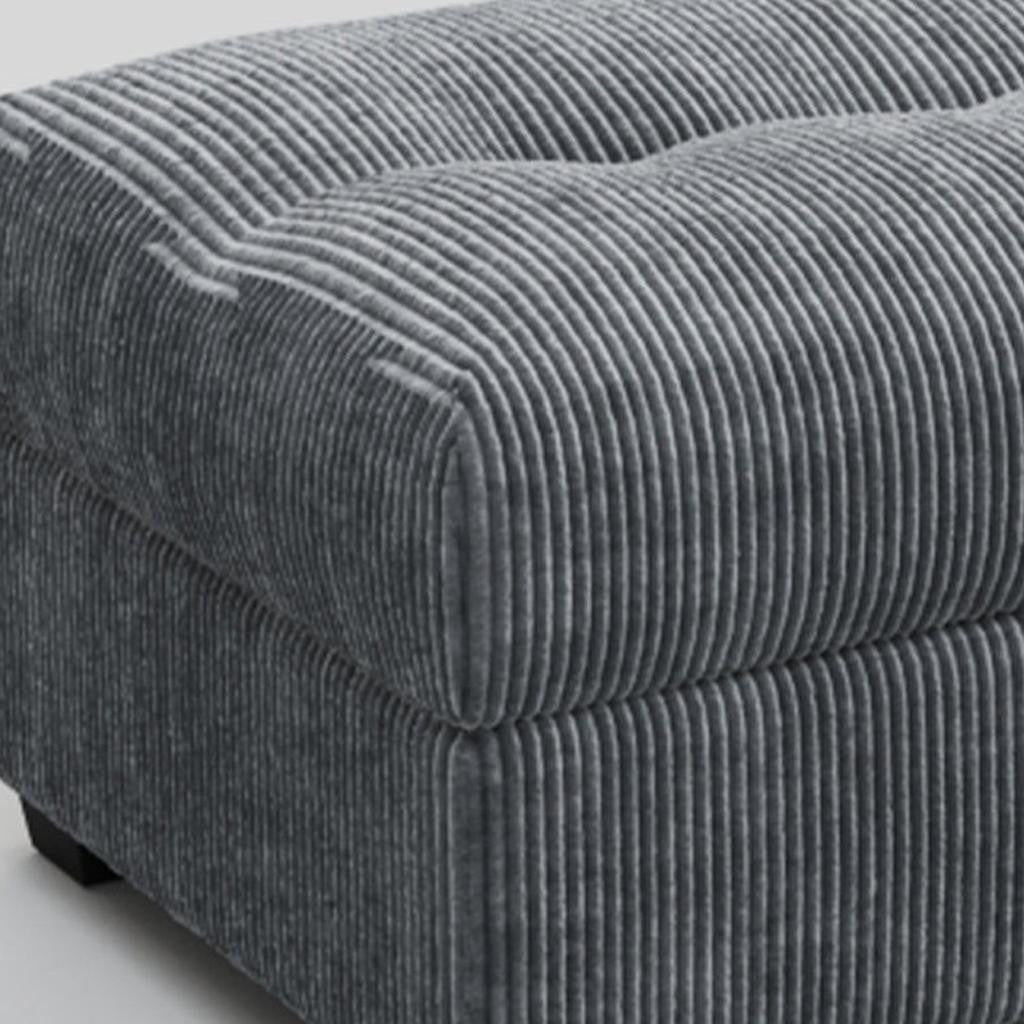 37" Gray and Black Corduroy Tufted Footstool