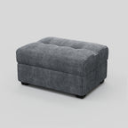 37" Gray and Black Corduroy Tufted Footstool
