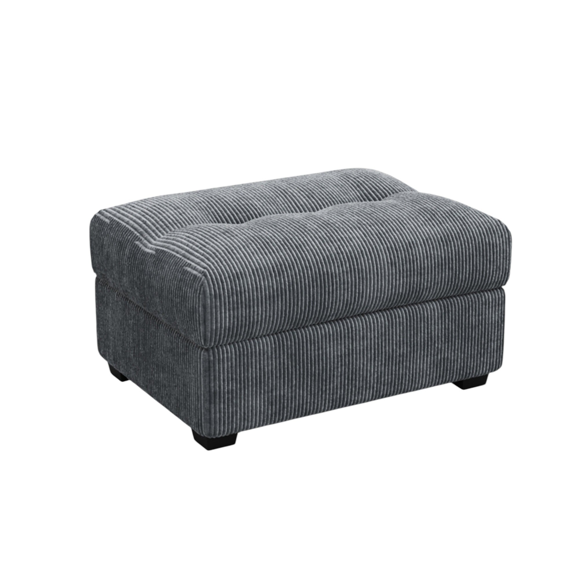 37" Gray and Black Corduroy Tufted Footstool
