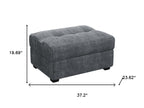 37" Gray and Black Corduroy Tufted Footstool