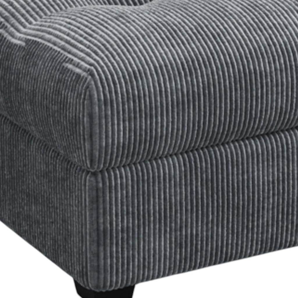 37" Gray and Black Corduroy Tufted Footstool