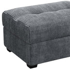 37" Gray and Black Corduroy Tufted Footstool