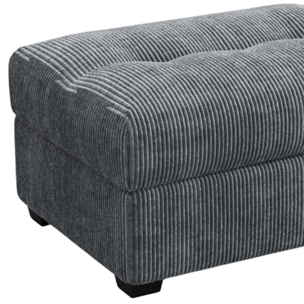 37" Gray and Black Corduroy Tufted Footstool