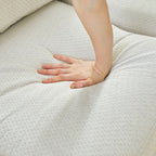 46" Beige and Black Chenille Storage Ottoman