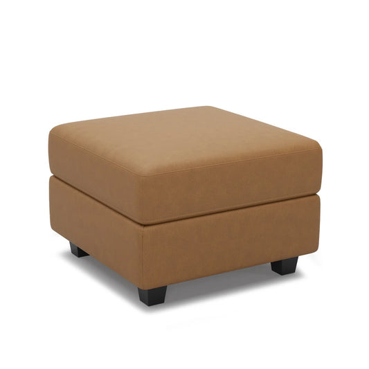 26" Brown and Black Faux Leather Storage Ottoman