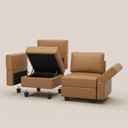 26" Brown and Black Faux Leather Storage Ottoman