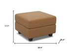 26" Brown and Black Faux Leather Storage Ottoman