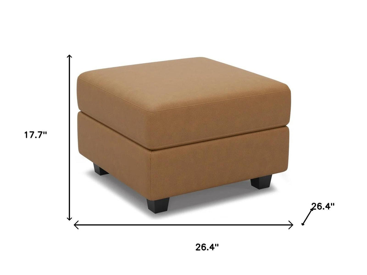 26" Brown and Black Faux Leather Storage Ottoman