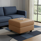 26" Brown and Black Faux Leather Storage Ottoman