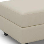 26" Beige and Black Faux Leather Storage Ottoman