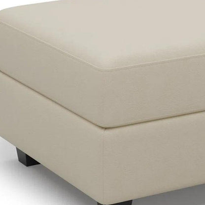 26" Beige and Black Faux Leather Storage Ottoman