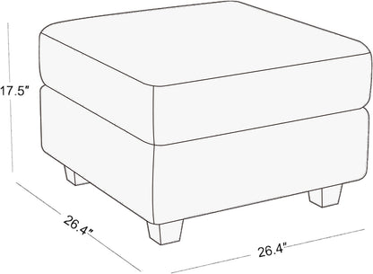 26" Beige and Black Faux Leather Storage Ottoman