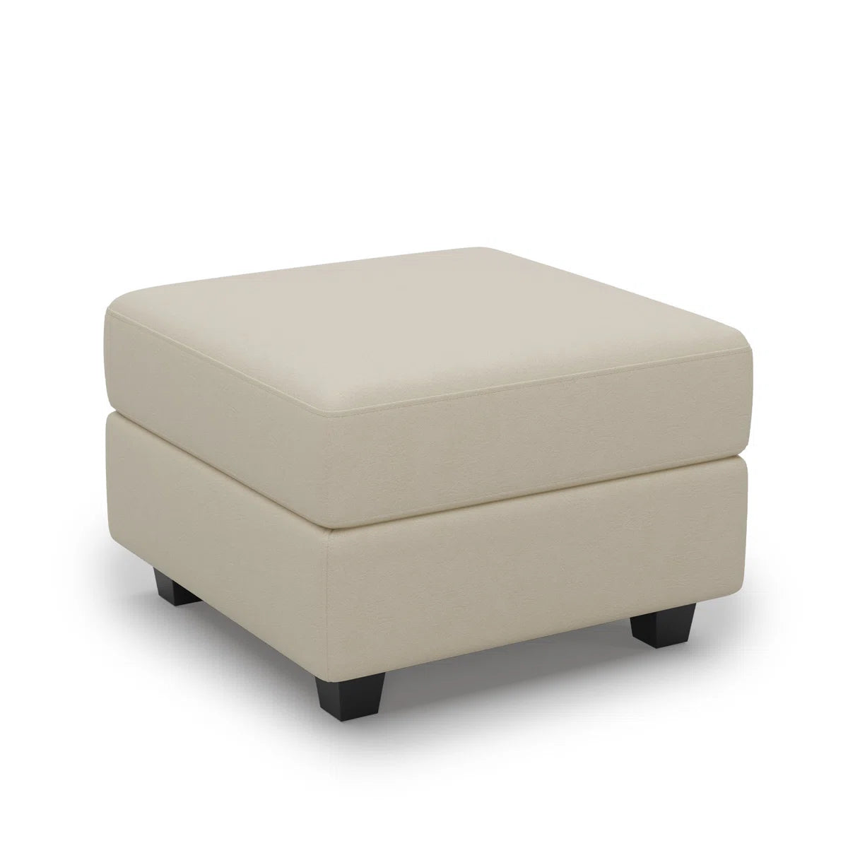 26" Beige and Black Faux Leather Storage Ottoman