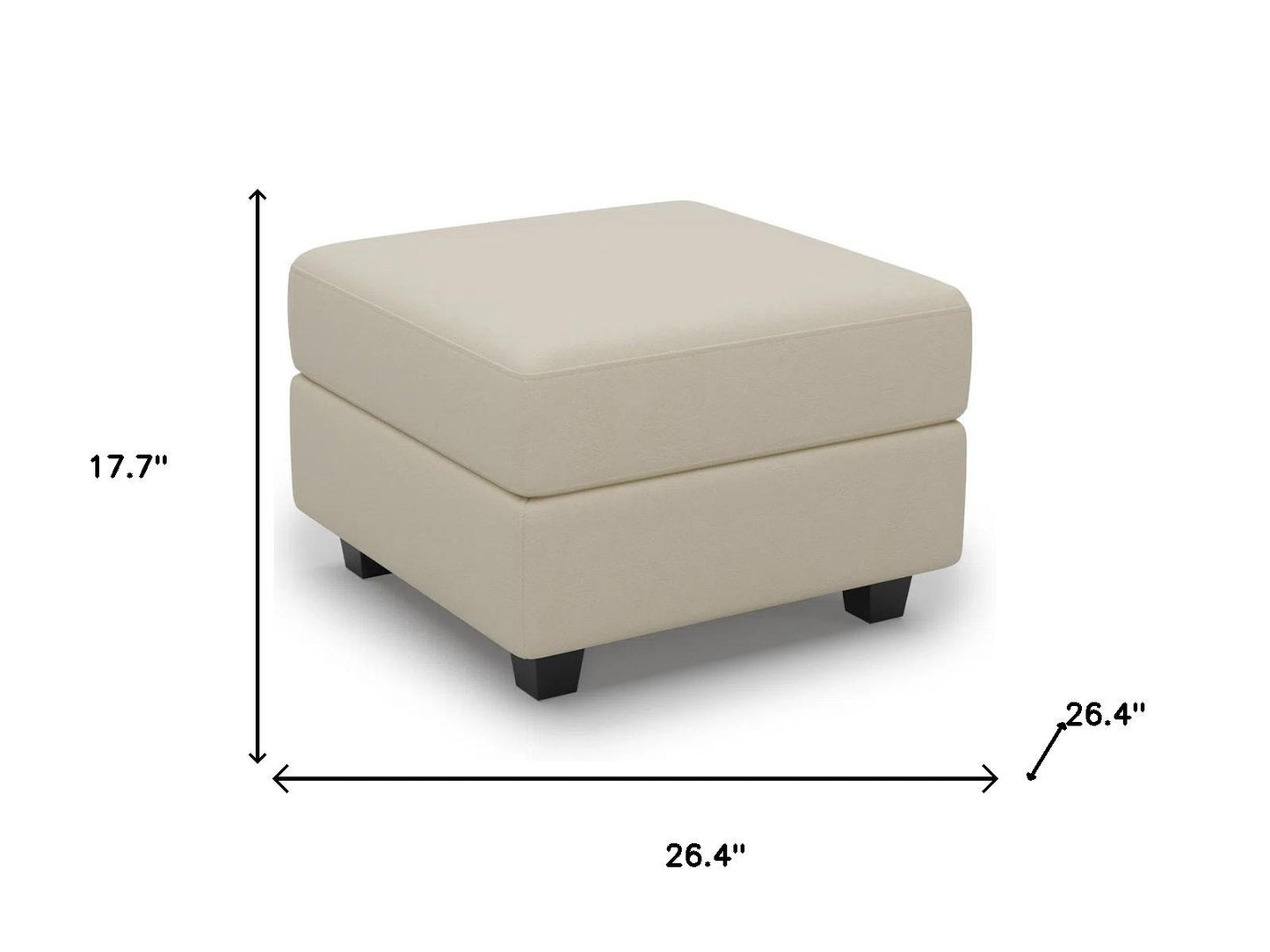 26" Beige and Black Faux Leather Storage Ottoman