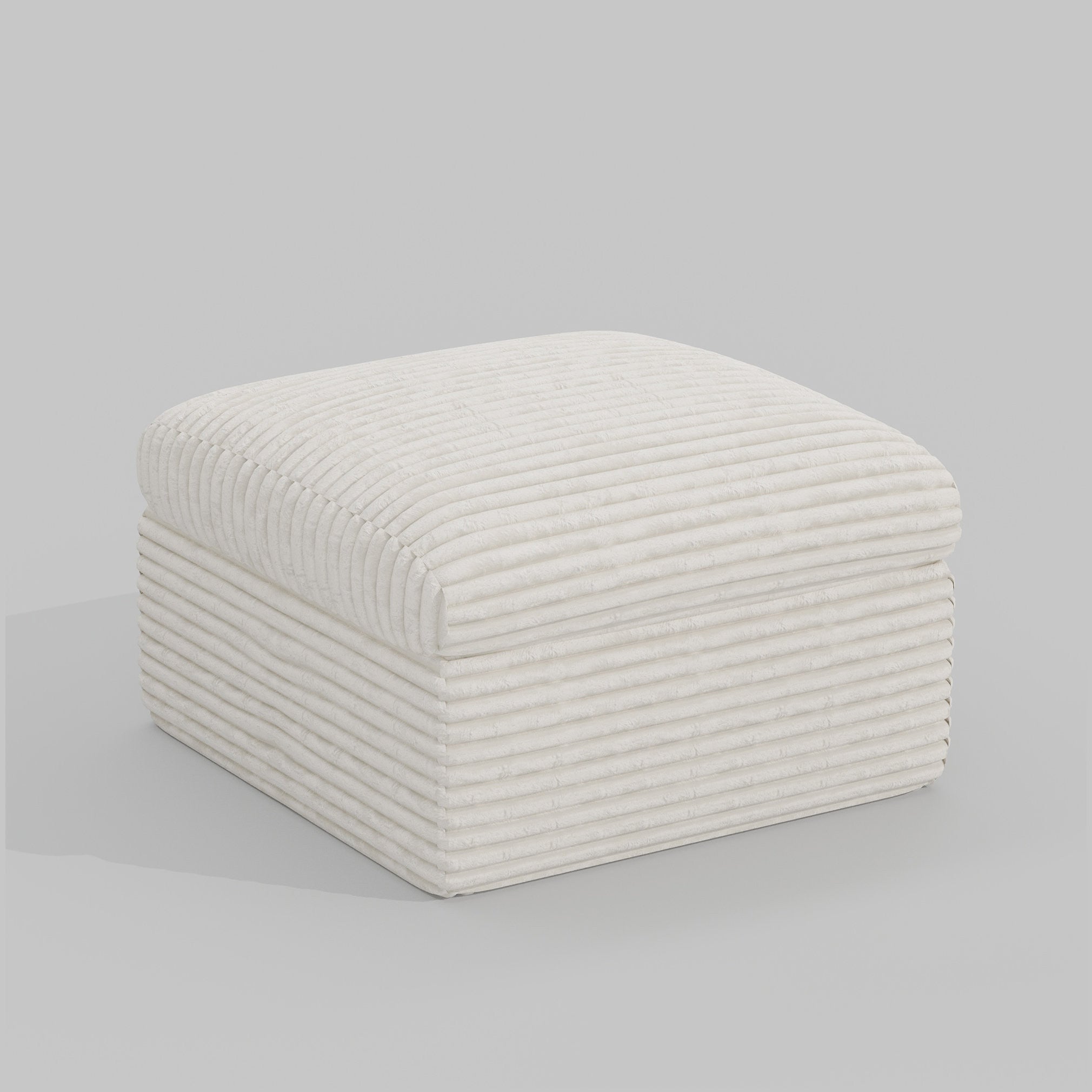 30" Beige Corduroy Footstool