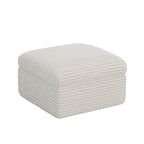 30" Beige Corduroy Footstool