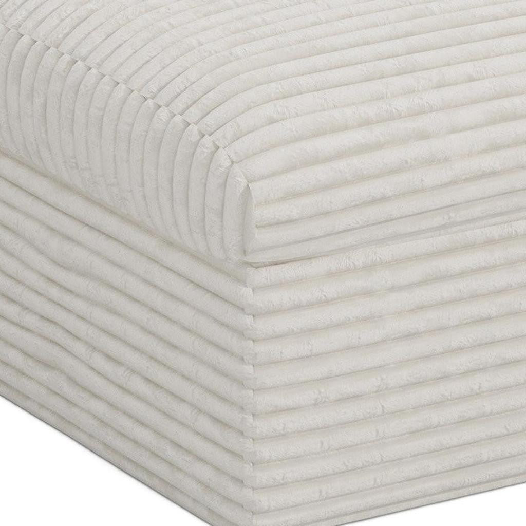 30" Beige Corduroy Footstool