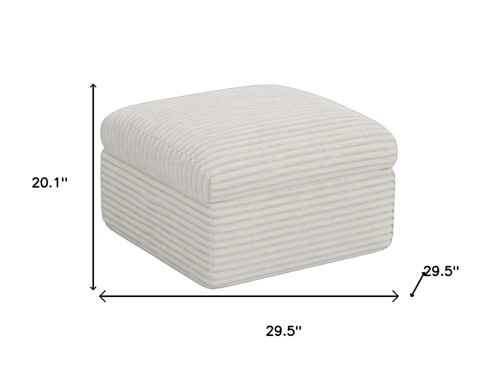 30" Beige Corduroy Footstool