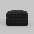 30" Black Corduroy Footstool