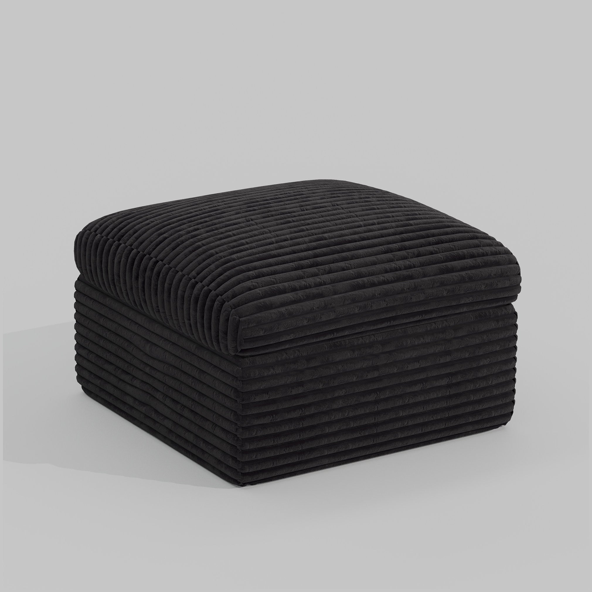 30" Black Corduroy Footstool