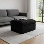 30" Black Corduroy Footstool