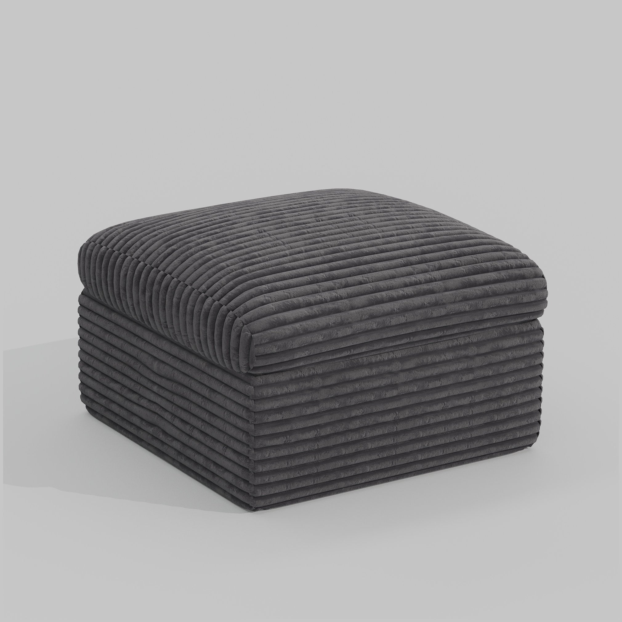 30" Gray Corduroy Footstool