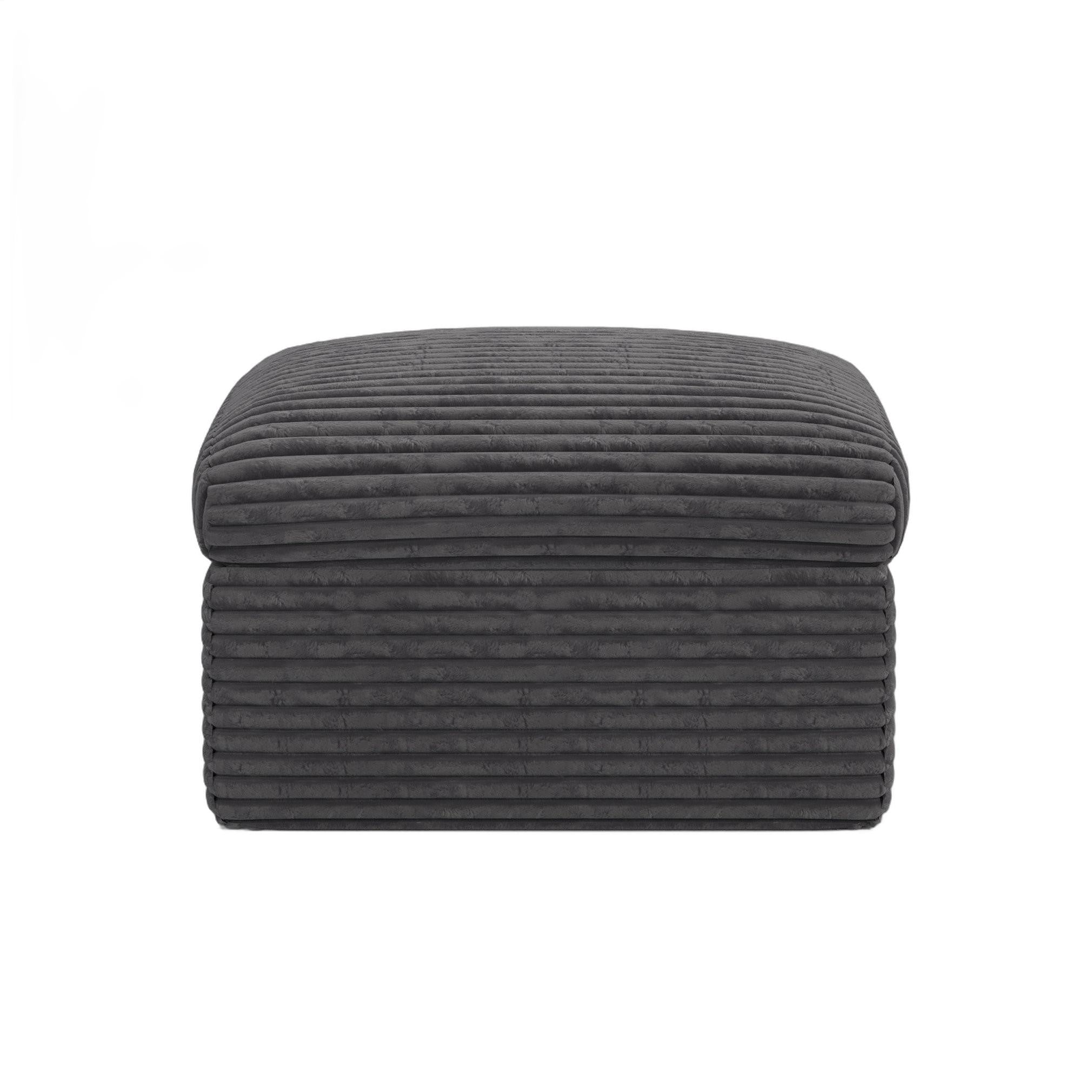 30" Gray Corduroy Footstool