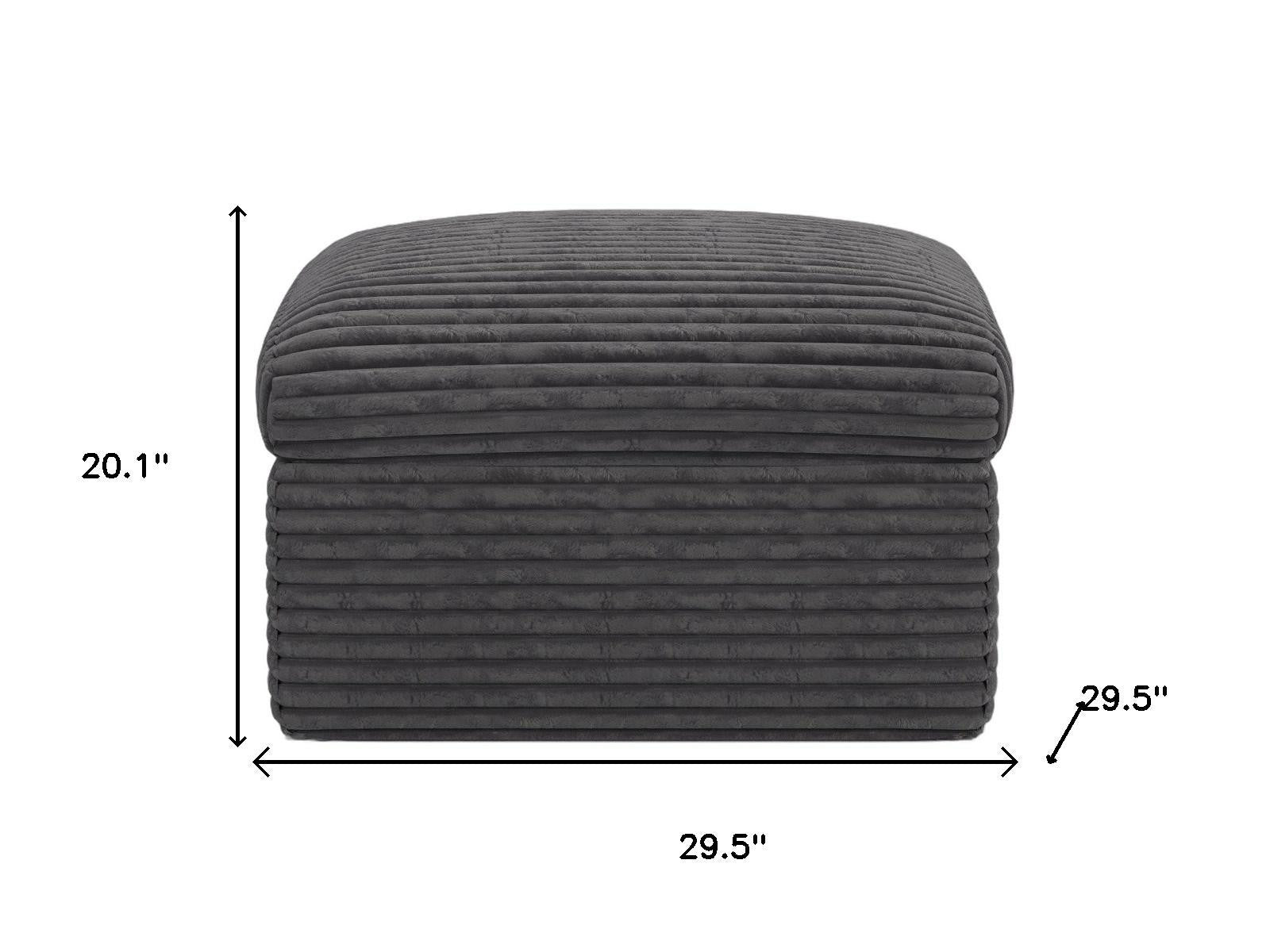 30" Gray Corduroy Footstool