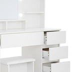 35" White Wood Five Drawer Vanity Table