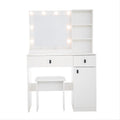 35" White Wood Lighted Two Drawer Dresser