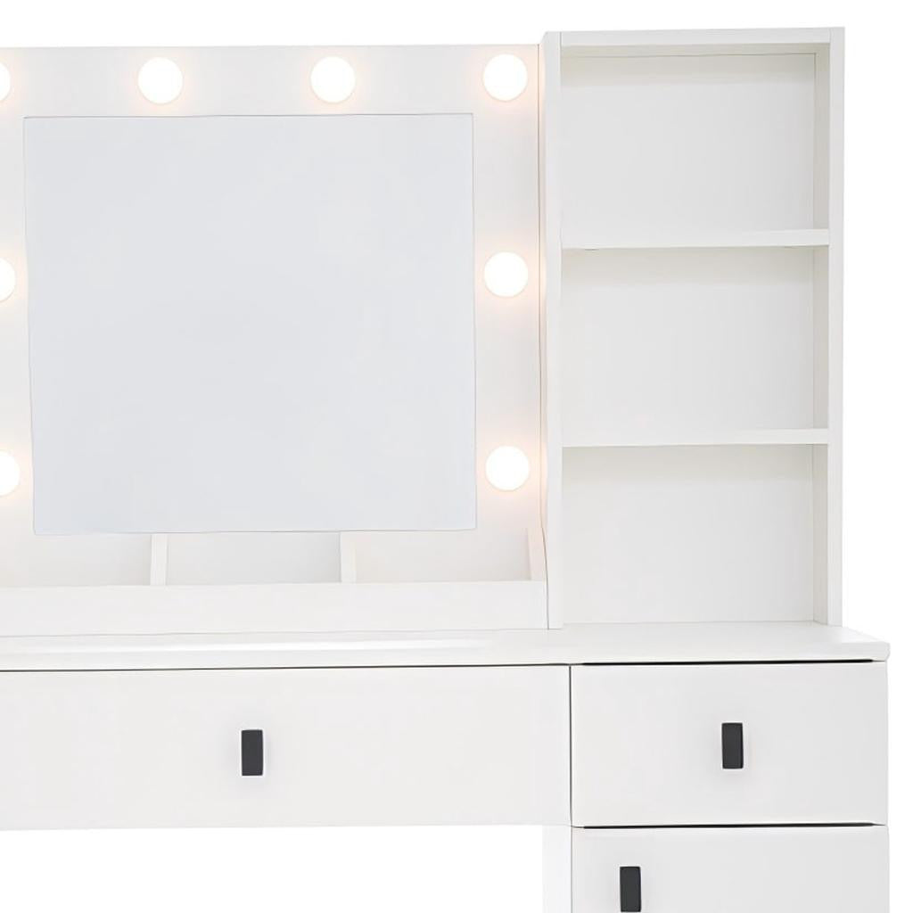 35" White Wood Lighted Two Drawer Dresser